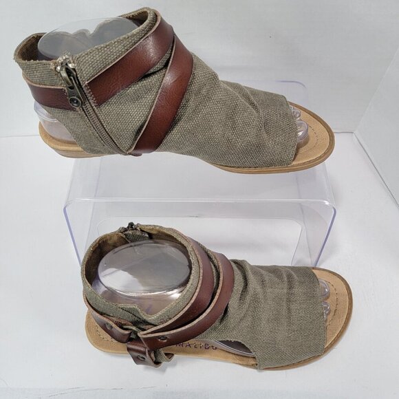 Blowfish Womens 8 Malibu Balla Canvas Micro Wedgepen Toe Gladiator Sandals - Picture 11 of 11